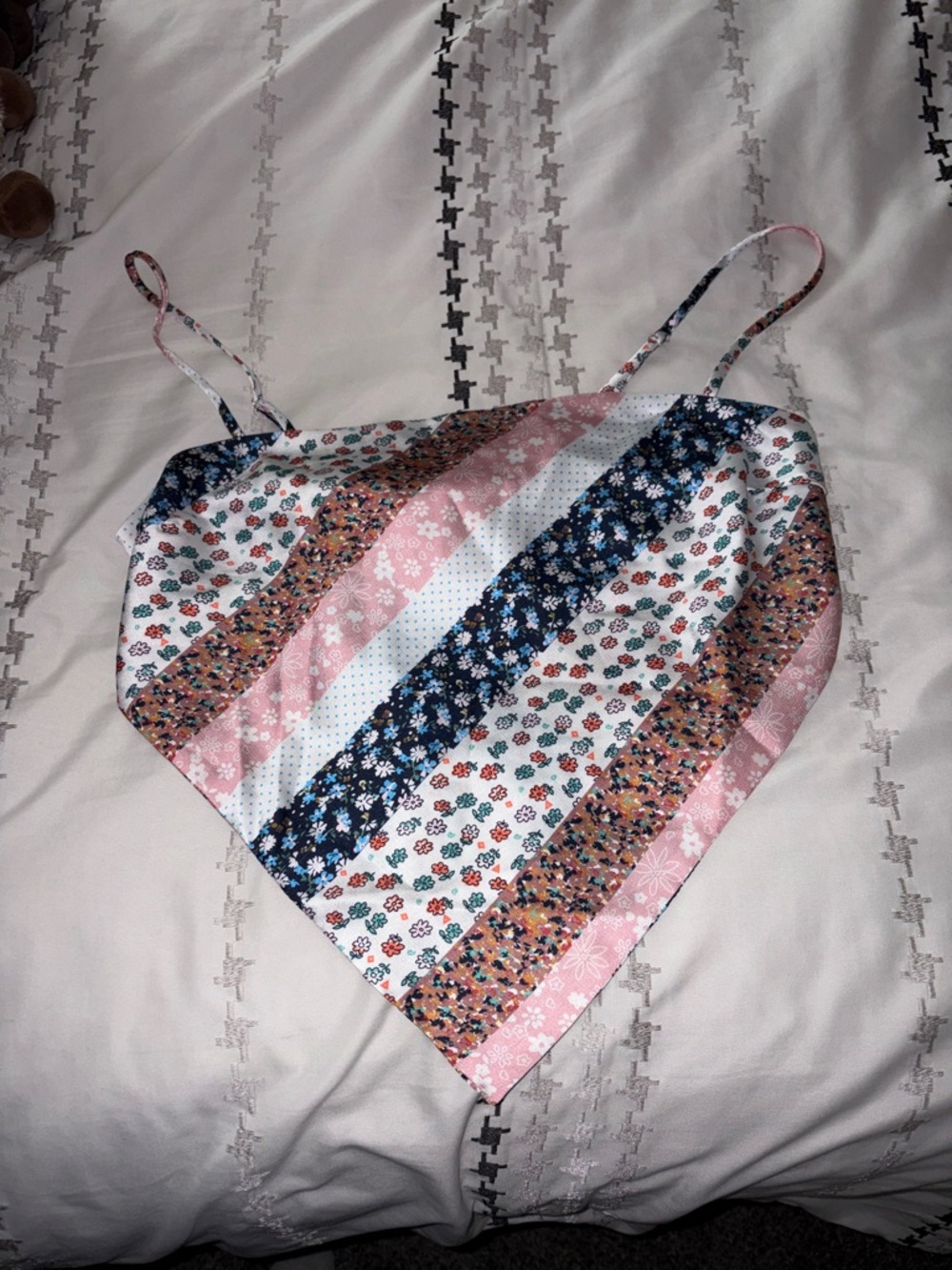 Princess Polly Pink, Blue & White Floral Patchwork Handkerchief Cami